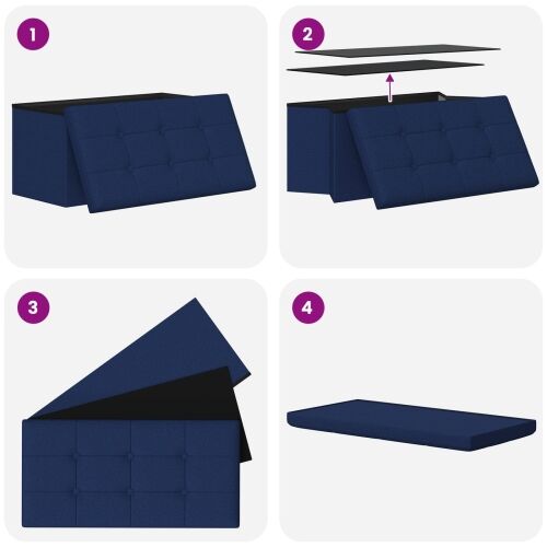 Sklopiva klupa za pohranu Plava 180 kg 80 L 77 x 38 x 38 cm - Plava 77 x 38 x 38 cm Cijena
