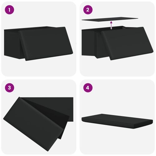 Sklopiva klupa za pohranu Crna 180 kg 80 L 77 x 38 x 38 cm PVC - Crna 77 x 38 x 38 cm Cijena