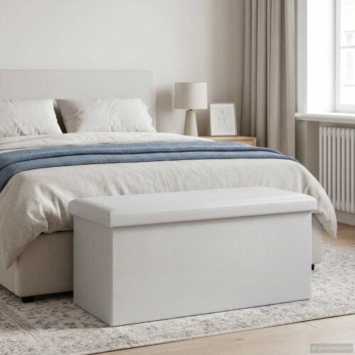 Sklopiva klupa za pohranu Bijela 180 kg 80 L 77 x 38 x 38 cm - Bijela 77 x 38 x 38 cm Cijena