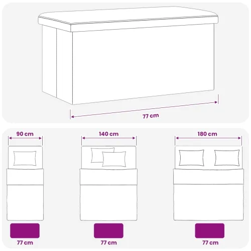 Sklopiva klupa za pohranu Bijela 180 kg 80 L 77 x 38 x 38 cm - Bijela 77 x 38 x 38 cm Cijena