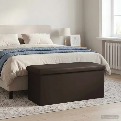 Sklopiva klupa za pohranu Smeđa 180 kg 80 L 77 x 38 x 38 cm PVC - Smeđa 77 x 38 x 38 cm Cijena