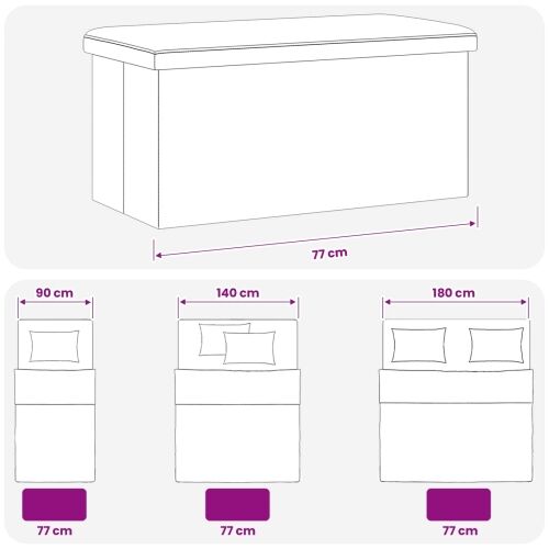 Sklopiva klupa za pohranu Smeđa 180 kg 80 L 77 x 38 x 38 cm PVC - Smeđa 77 x 38 x 38 cm Cijena