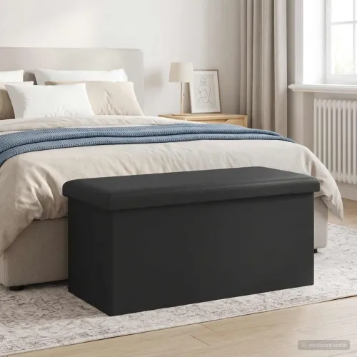 Sklopiva klupa za pohranu Siva 180 kg 80 L 77 x 38 x 38 cm PVC - Siva 77 x 38 x 38 cm Cijena
