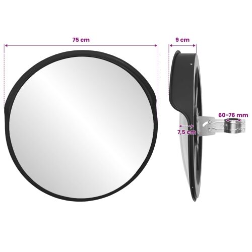 Van镜 za promet Crna Ø75 cm Polikarbonat - Crna Ø 75 cm Cijena