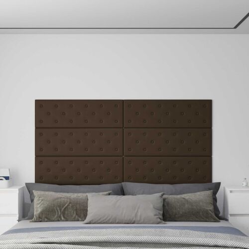 Zidna uzglavlja 12 kom. Smeđa Lažna koža - Smeđa 90 x 30 cm Cijena