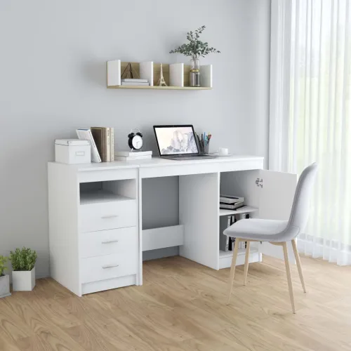 Radni stol bijeli 140 x 50 x 76 cm od konstruiranog drva - Bijela Cijena