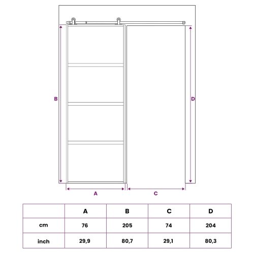 Klizna vrata 76 x 205 cm Kaljeno Staklo i Aluminij - Crna 76 x 205 cm Tamno prozirno Cijena