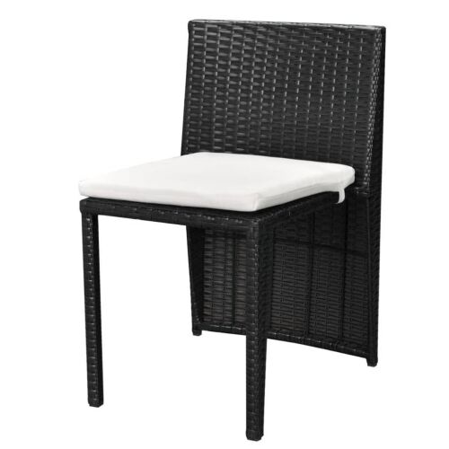 3-Dijelni bistro set od poliratana s jastucima crni - Crna 3 Crna Cijena