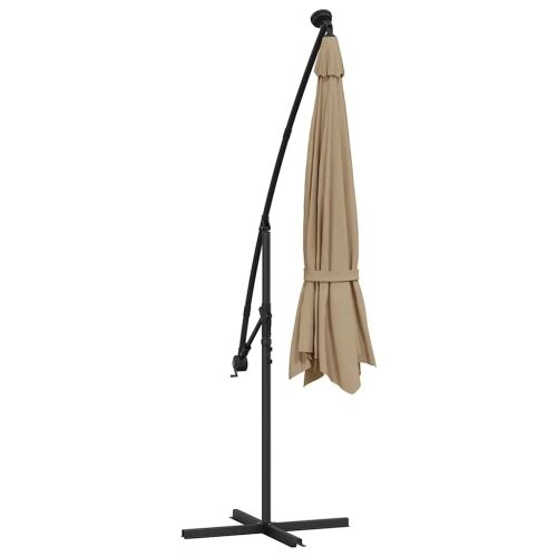 Konzolni vrtni suncobran LED s metalnim stupom 350 cm smeđesivi - Sivo-smeđa 350 cm 1 Sivo-smeđa Cijena