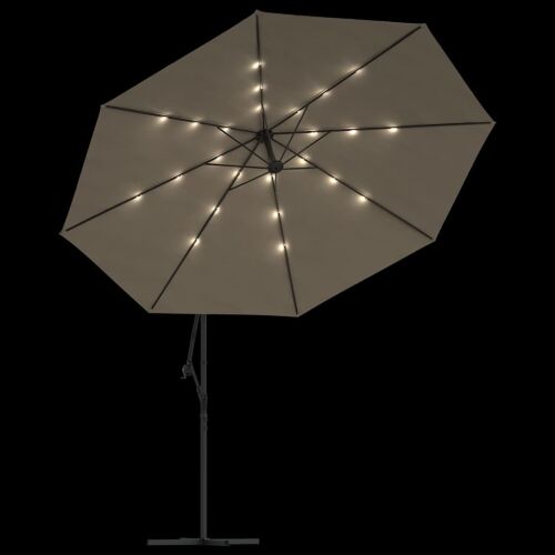 Konzolni vrtni suncobran LED s metalnim stupom 350 cm smeđesivi - Sivo-smeđa 350 cm 1 Sivo-smeđa Cijena