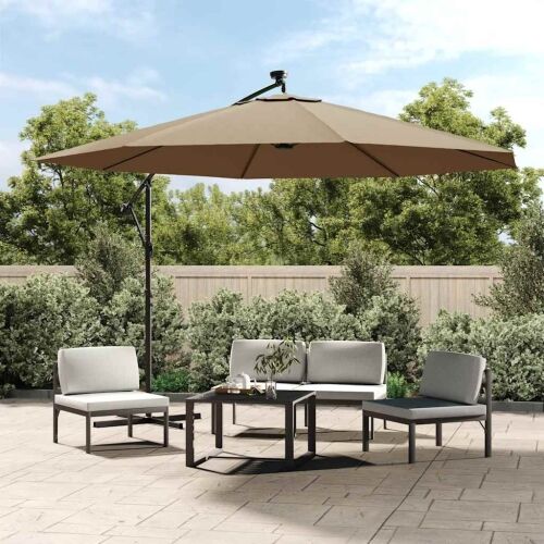 Konzolni vrtni suncobran LED s metalnim stupom 350 cm smeđesivi - Sivo-smeđa 350 cm 1 Sivo-smeđa Cijena