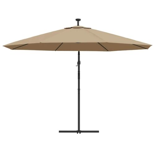 Konzolni vrtni suncobran LED s metalnim stupom 350 cm smeđesivi - Sivo-smeđa 350 cm 1 Sivo-smeđa Cijena