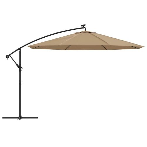 Konzolni vrtni suncobran LED s metalnim stupom 350 cm smeđesivi - Sivo-smeđa 350 cm 1 Sivo-smeđa Cijena