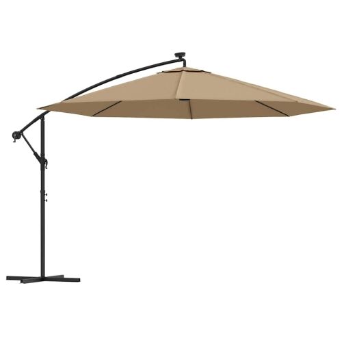 Konzolni vrtni suncobran LED s metalnim stupom 350 cm smeđesivi - Sivo-smeđa 350 cm 1 Sivo-smeđa Cijena