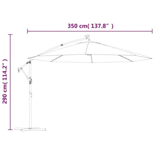 Konzolni vrtni suncobran LED s metalnim stupom 350 cm smeđesivi - Sivo-smeđa 350 cm 1 Sivo-smeđa Cijena