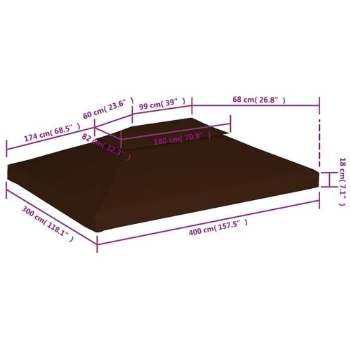 Zamjenski krov za sjenicu - Pokrov za sjenicu s 2 razine 310 g/m² 4 x 3 m smeđi - Smeđa 4 x 3 m 1 Cijena