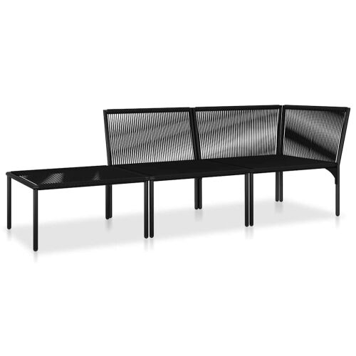 3-dijelna vrtna garnitura s jastucima crna PVC - kutna + srednja + tabure 1 Kutna + srednja + tabure Cijena