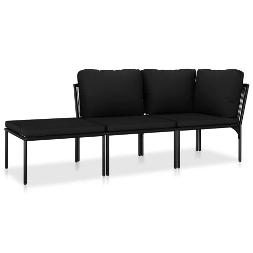 3-dijelna vrtna garnitura s jastucima crna PVC - kutna + srednja + tabure 1 Kutna + srednja + tabure Cijena