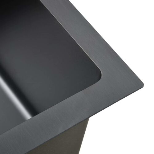 Ručno rađeni kuhinjski sudoper crni od nehrđajućeg čelika - Crna 86.5 x 44 x 20 cm Crna 86.5 x 44 x 20 cm Cijena