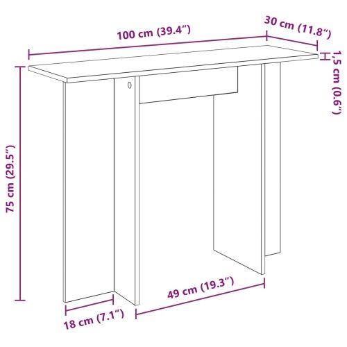 Konzolni stol Bijela 100 x 30 x 75 cm Konstruirano drvo - Bijela Cijena