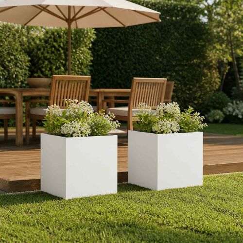 Vrtna saksija 2 kom. Bijela 20 x 20 x 20 cm Čelična vrata - Bijela 20 x 20 x 20 cm 2 Cijena