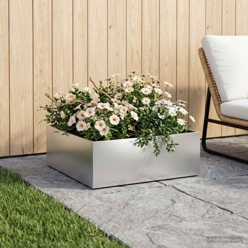 Vrtna saksija Srebrna 40 x 40 x 20 cm Pocinčani čelik - Pocinčani čelik 40 x 40 x 20 cm 1 Cijena