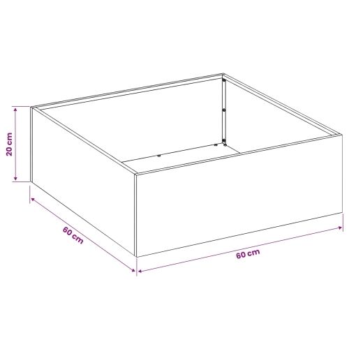Vrtna saksija Crna 60 x 60 x 20 cm Čelična vrata - Crna 60 x 60 x 20 cm 1 Cijena