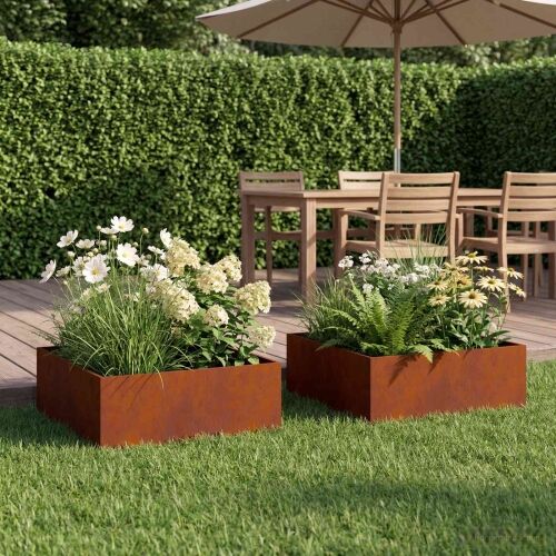 Vrtna saksija 2 kom. Rđa 60 x 60 x 20 cm Otporni čelik - Otporni čelik 60 x 60 x 20 cm 2 Cijena