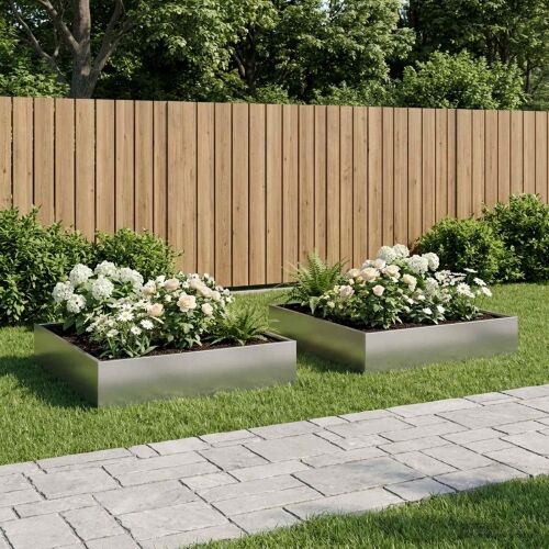 Vrtna saksija 2 kom. Srebrna 80 x 80 x 20 cm Pocinčani čelik - Pocinčani čelik 80 x 80 x 20 cm 2 Cijena