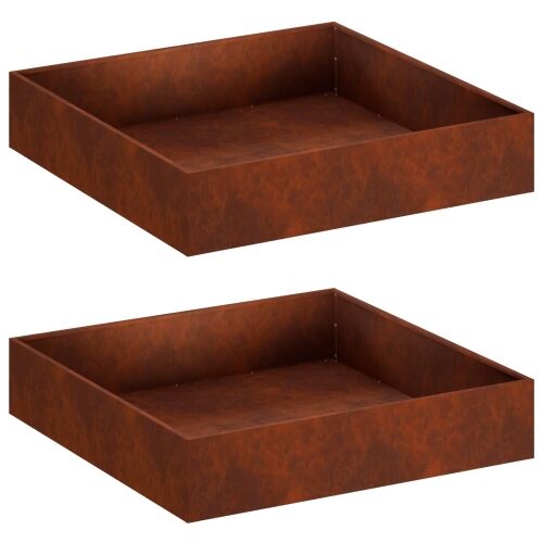 Vrtna saksija 2 kom. Rđa 80 x 80 x 20 cm Otporni čelik - Otporni čelik 80 x 80 x 20 cm 2 Cijena