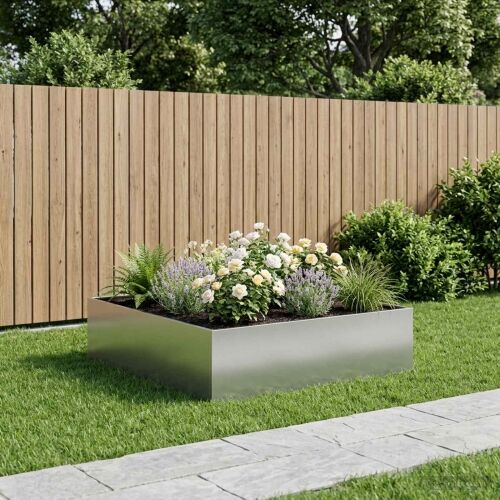 Vrtna saksija Srebrna 80 x 80 x 30 cm Pocinčani čelik - Pocinčani čelik 80 x 80 x 30 cm 1 Cijena