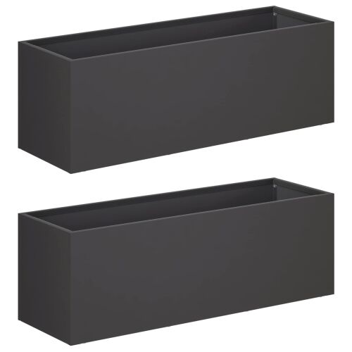 Vrtna saksija 2 kom. Crna 60 x 20 x 20 cm Čelična vrata - Crna 60 x 20 x 20 cm 2 Cijena