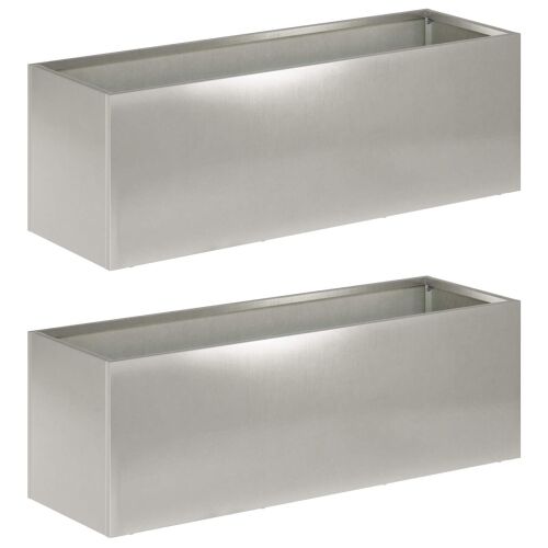 Vrtna saksija 2 kom. Srebrna 60 x 20 x 20 cm Nehrđajući čelik - Nehrđajući čelik 60 x 20 x 20 cm 2 Cijena