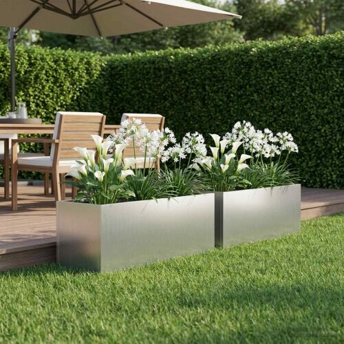 Vrtna saksija 2 kom. Srebrna 60 x 20 x 20 cm Pocinčani čelik - Pocinčani čelik 60 x 20 x 20 cm 2 Cijena