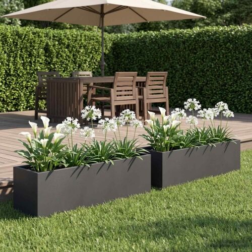 Vrtna saksija 2 kom. Crna 80 x 20 x 20 cm Čelična vrata - Crna 80 x 20 x 20 cm 2 Cijena