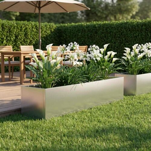 Vrtna saksija Srebrna 80 x 20 x 20 cm Pocinčani čelik - Pocinčani čelik 80 x 20 x 20 cm 1 Cijena