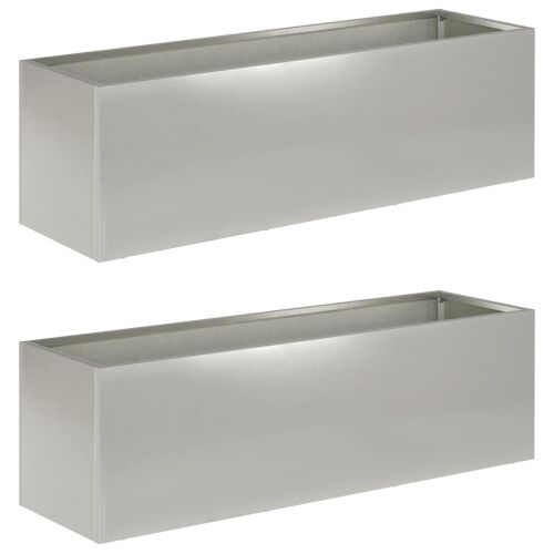 Vrtna saksija 2 kom. Srebrna 80 x 30 x 30 cm Nehrđajući čelik - Nehrđajući čelik 80 x 30 x 30 cm 2 Cijena