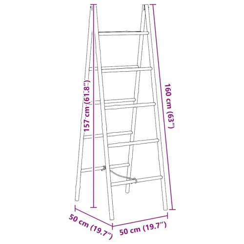 Duple Ljestve za Ručnike s Pet Šipki Bambus 50x160 cm - 50 x 50 x 157 cm Smeđa Cijena