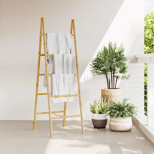  Duple Ljestve za Ručnike s Pet Šipki Bambus 50x160 cm - Smeđa 50 x 50 x 157 cm 50 x 50 x 157 cm Smeđa Cijena