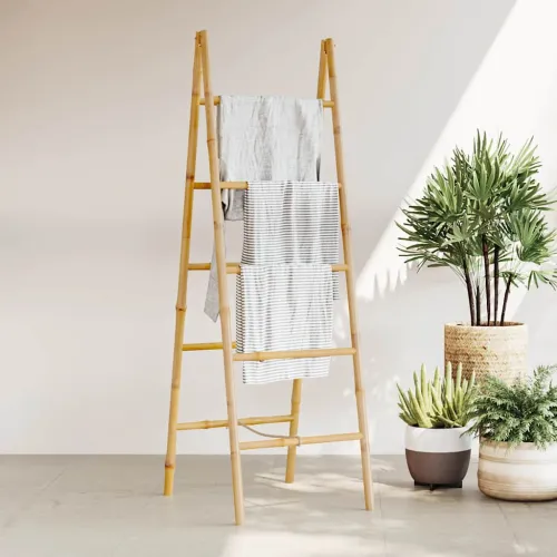 Duple Ljestve za Ručnike s Pet Šipki Bambus 50x160 cm - 50 x 50 x 157 cm Smeđa Cijena