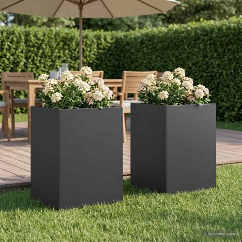 Vrtna saksija 2 kom. Crna 50 x 50 x 75 cm Čelična vrata - Crna 50 x 50 x 75 cm 2 Cijena