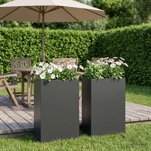 Vrtna saksija 2 kom. Crna 40 x 20 x 75 cm Čelična vrata - Crna 40 x 20 x 75 cm 2 Cijena