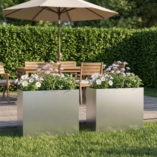 Vrtna saksija 2 kom. Srebrna 50 x 20 x 40 cm Pocinčani čelik - Pocinčani čelik 50 x 20 x 40 cm 2 Cijena