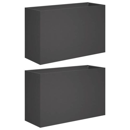 Vrtna saksija 2 kom. Crna 80 x 30 x 40 cm Čelična vrata - Crna 80 x 30 x 40 cm 2 Cijena