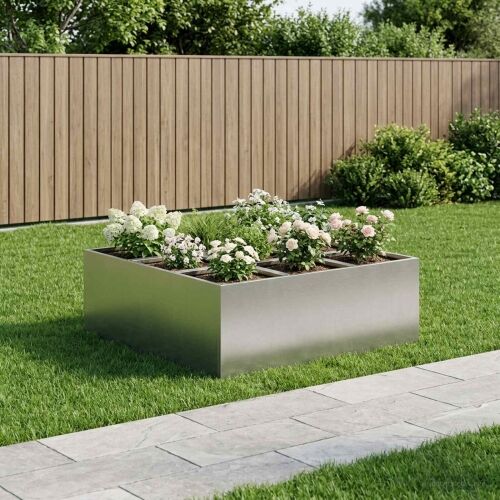 Vrtna saksija Srebrna 100 x 100 x 30 cm Nehrđajući čelik - Nehrđajući čelik 100 x 100 x 30 cm Cijena