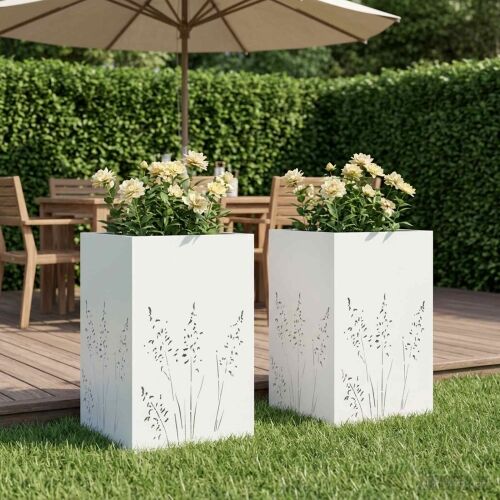 Vrtna saksija 2 kom. Bijela 50 x 50 x 75 cm Čelična vrata - Bijela 50 x 50 x 75 cm 2 Cijena