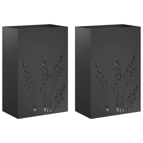 Vrtna saksija 2 kom. Crna 50 x 30 x 75 cm Čelična vrata - Crna 50 x 30 x 75 cm 2 Cijena