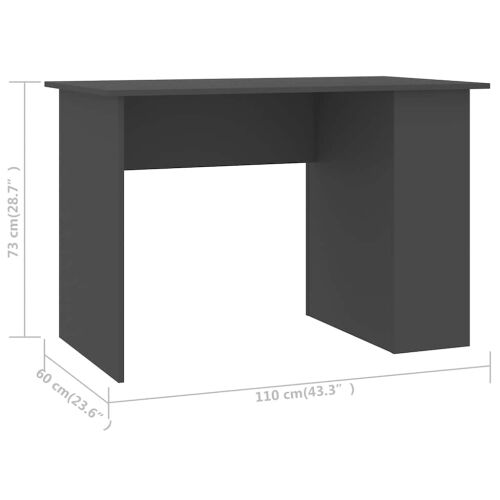 Radni stol sivi 110 x 60 x 73 cm od iverice - Siva Siva Cijena