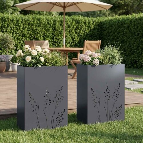 Vrtna saksija 2 kom. Antracit 50 x 30 x 75 cm Čelična vrata - Antracit 50 x 30 x 75 cm 2 Cijena
