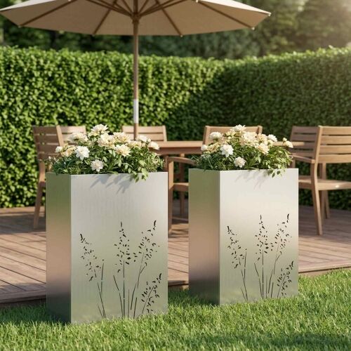 Vrtna saksija 2 kom. Srebrna 50 x 30 x 75 cm Pocinčani čelik - Pocinčani čelik 50 x 30 x 75 cm 2 Cijena